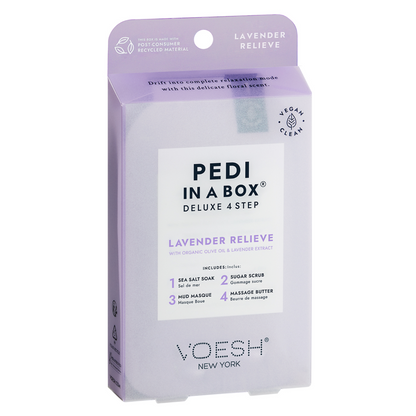 Voesh Pedi In A Box Deluxe 4 Step | Lavender Relieve Case (50 Pack)