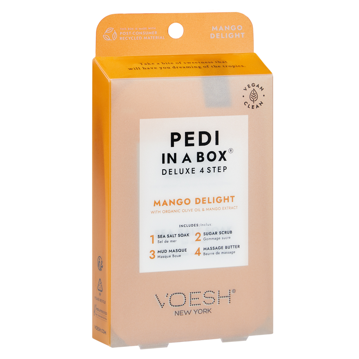 Voesh Pedi In A Box Deluxe 4 Step | Mango Delight Case (50 Pack)