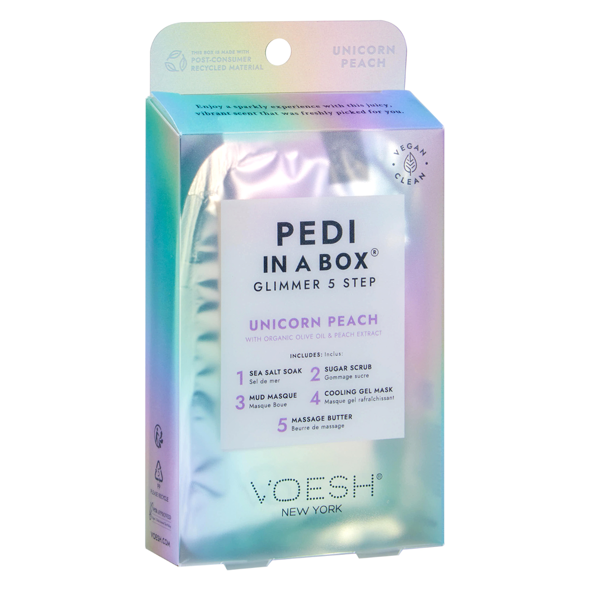 Voesh Pedi In A Box Glimmer 5 Step | Unicorn Peach