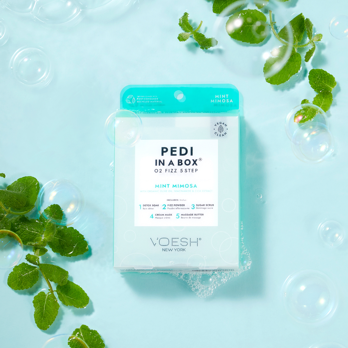 Voesh O2 Fizz Pedi In A Box | 5-in-1 Mint Mimosa Case (50 Pack)