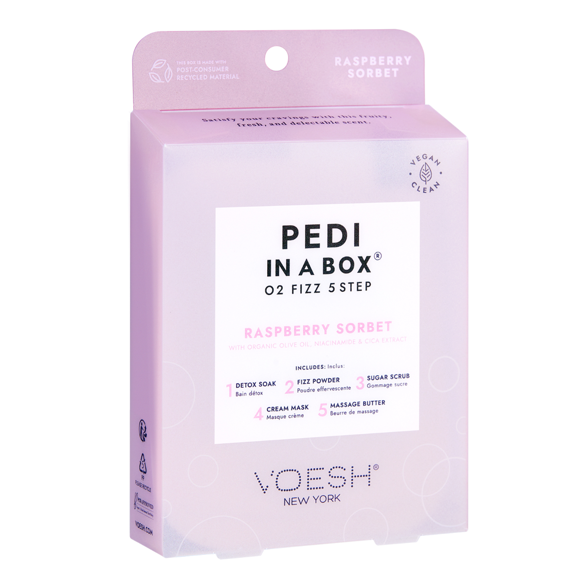 Voesh O2 Fizz Pedi In A Box | 5-in-1 Raspberry Sorbet